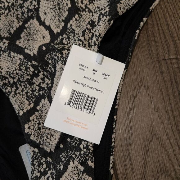 NWT Andie Black Snakeskin The Rivera High Waisted Swimsuit Bottoms Size Medium - Picture 4 of 5